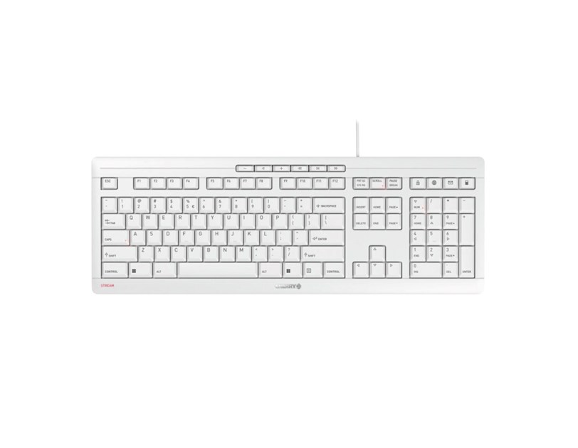 Cherry Stream tiha vodootporna tipkovnica, USB, bijelo/siva