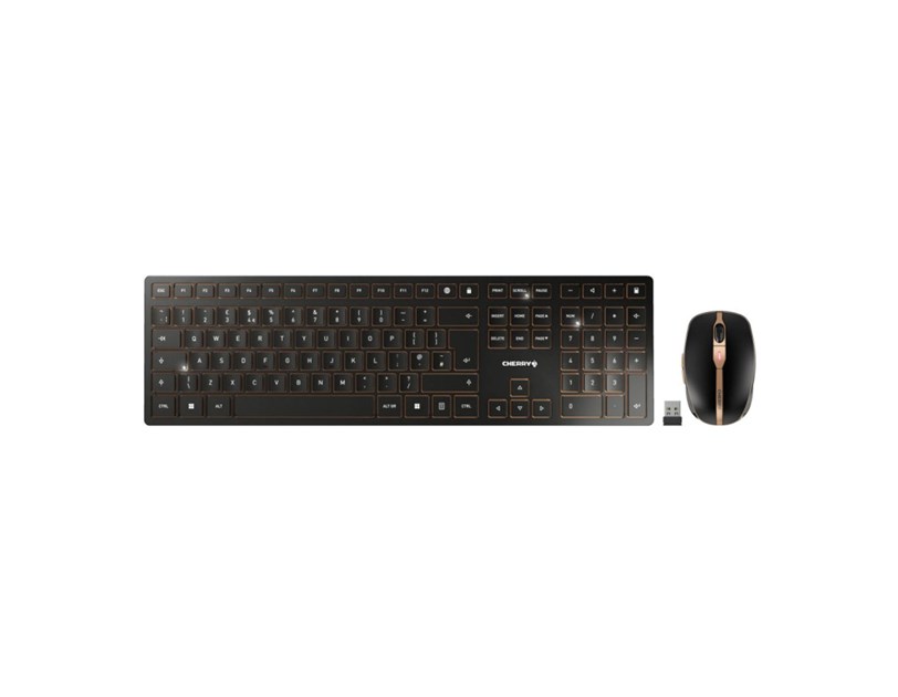 Cherry DW 9100 Slim bežična/BT tipkovnica + miš, AES-128 enkripcija, crna