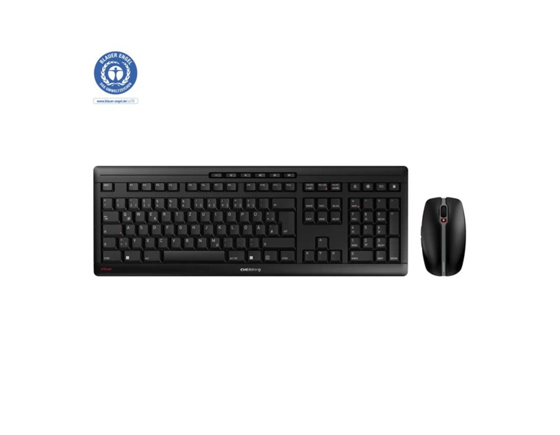 Cherry Stream Desktop Recharge tiha bežična tipkovnica + miš, crna