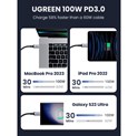UGREEN USB-C (M) na USB-C (M), 100W, 5A, pleteni kabel MFi, 1m
