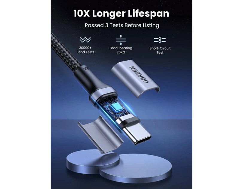 UGREEN USB-C (M) na USB-C (M), 100W, 5A, pleteni kabel MFi, 1m