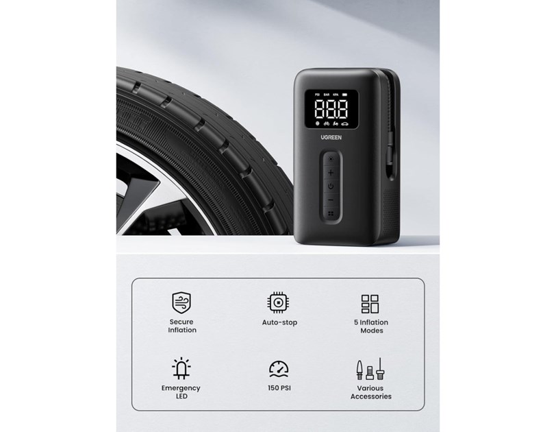 UGREEN CD259, 2x 2500mAh, električna zračna pumpa