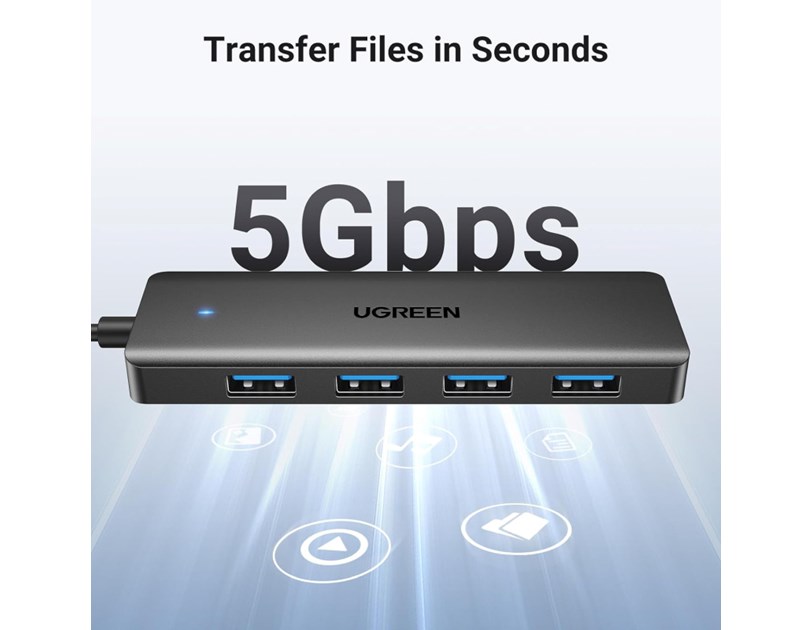 UGREEN 4-portni USB-A HUB 4xUSB-A 3.0, sivi