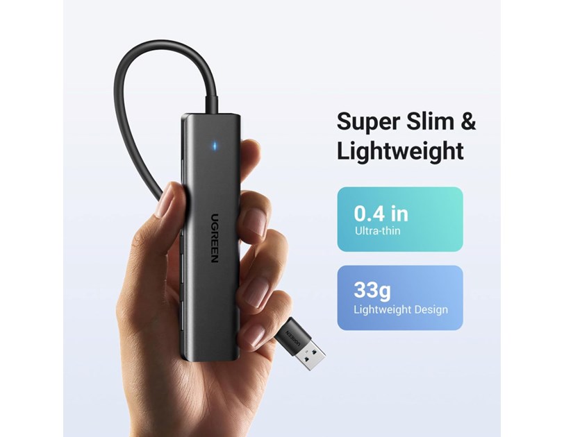 UGREEN 4-portni USB-A HUB 4xUSB-A 3.0, sivi