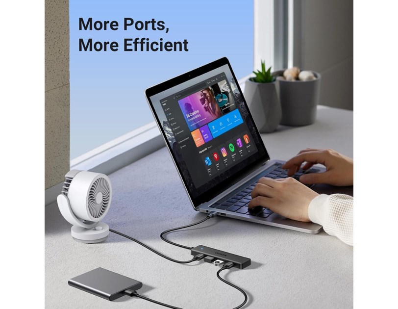 UGREEN 4-portni USB-A HUB 4xUSB-A 3.0, sivi