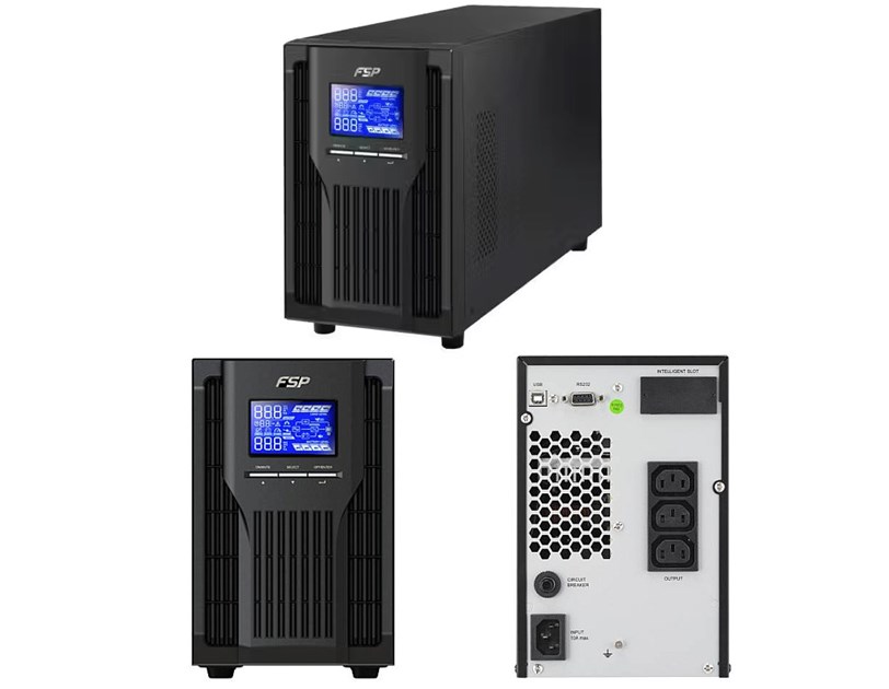 Fortron Source UPS Champ Tower 2000VA/1800W, On-line double conversion, USB, RS-232, 4×IEC, 4×9Ah LCD