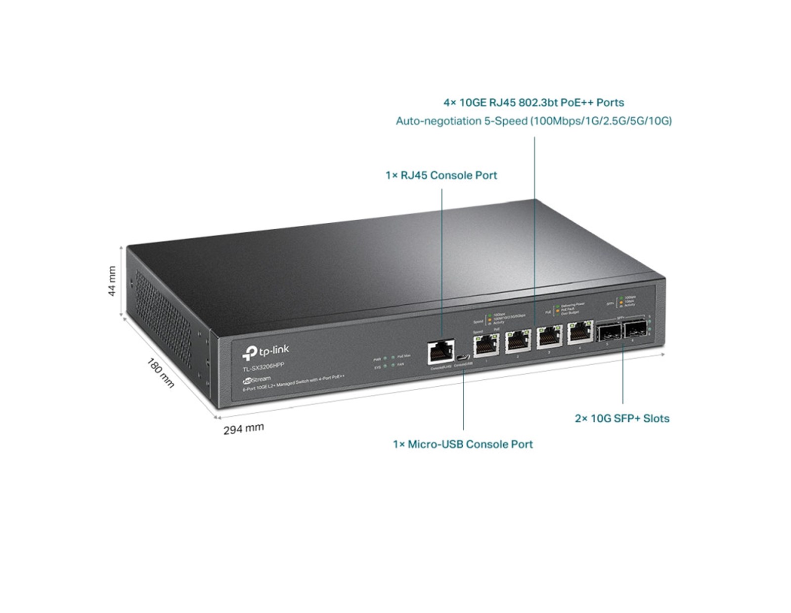 TP-Link 6-Port Omada JetStream Managed preklopnik (Switch) 10GE L2+, 4× ...