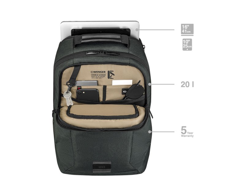 Wenger ruksak MX ECO Professional za prijenosnike do 16", 20 L, ugljeno sivi