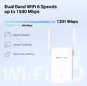 Mercusys AX1500 bežični pojačivač dometa (Range Extender) 300Mbps/1201Mbps (2.4GHz/5GHz), IEEE 802.11a/n/ac/ax, 1xGigabit RJ45 Port, 2×vanjska antena fiksna, WPS tipka