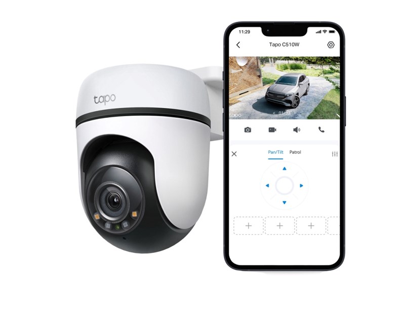 TP-Link Tapo C510W kamera 2K 3MP, H.264, 360°/130° Pan/Tilt, Full-Color Night Vision, microSD, dvosmjerni audio, detekcija pokreta, vodootporna IP65, Wi-Fi, Tapo app
