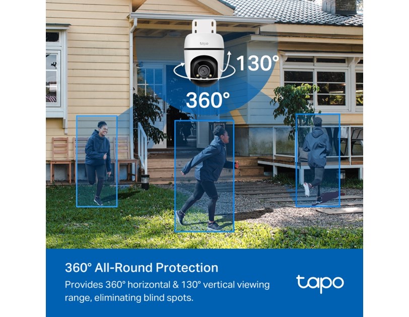 TP-Link Tapo C510W kamera 2K 3MP, H.264, 360°/130° Pan/Tilt, Full-Color Night Vision, microSD, dvosmjerni audio, detekcija pokreta, vodootporna IP65, Wi-Fi, Tapo app
