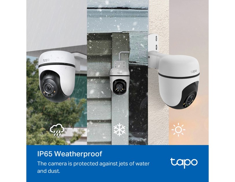 TP-Link Tapo C510W kamera 2K 3MP, H.264, 360°/130° Pan/Tilt, Full-Color Night Vision, microSD, dvosmjerni audio, detekcija pokreta, vodootporna IP65, Wi-Fi, Tapo app