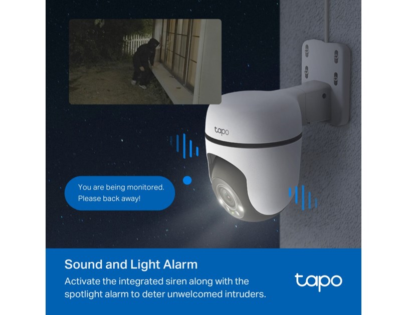 TP-Link Tapo C510W kamera 2K 3MP, H.264, 360°/130° Pan/Tilt, Full-Color Night Vision, microSD, dvosmjerni audio, detekcija pokreta, vodootporna IP65, Wi-Fi, Tapo app