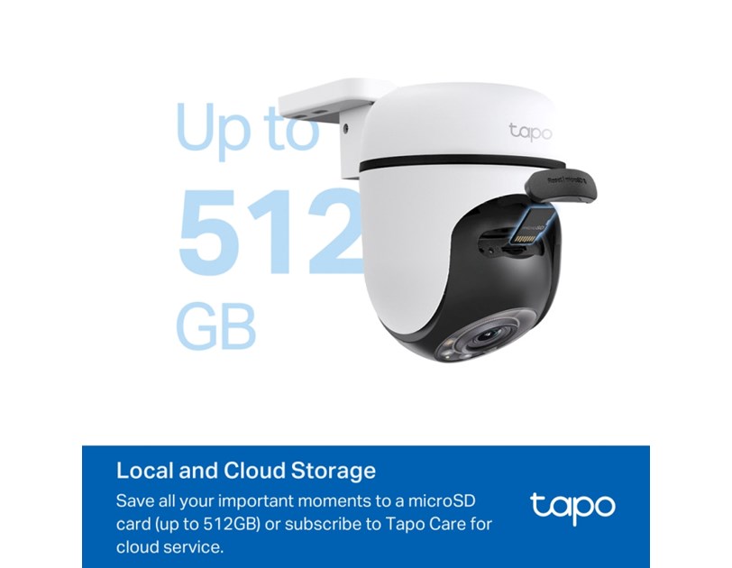 TP-Link Tapo C510W kamera 2K 3MP, H.264, 360°/130° Pan/Tilt, Full-Color Night Vision, microSD, dvosmjerni audio, detekcija pokreta, vodootporna IP65, Wi-Fi, Tapo app