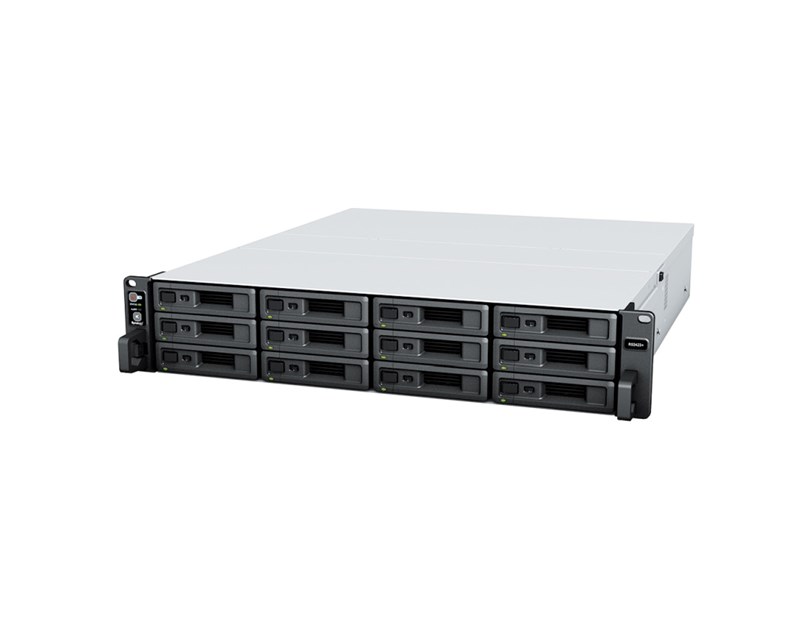 Synology RS2423+ RackStation 12-bay NAS server, AMD Ryzen V1780B, 8GB DDR4, Hot-Swap HDD, 2×1GbE/1×10GbE, Link Aggregation, Wake on LAN/WAN