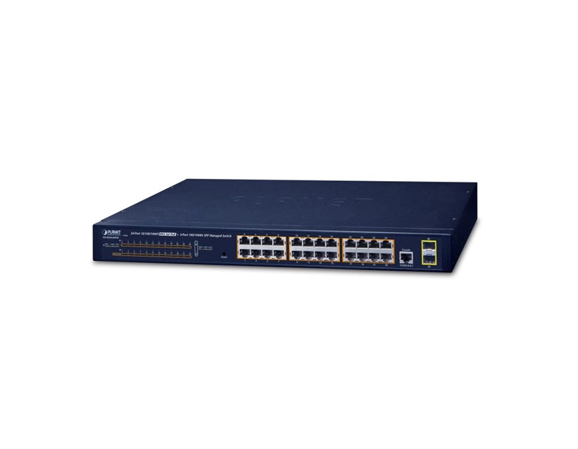 PLANET Gigabit preklopnik (Switch) 24-port IPv4 upravljiv 802.3at PoE + 2-port 100/1000X SFP (300W)