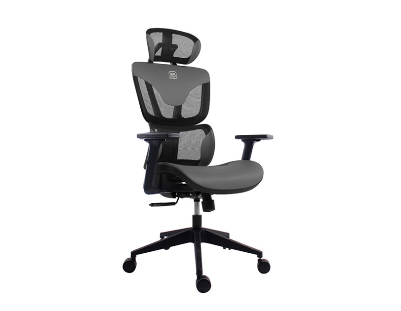 Bit Force COZY LM-2D uredska stolica, PU koža, 2D naslon za ruke, nosivost 140kg, crno/siva