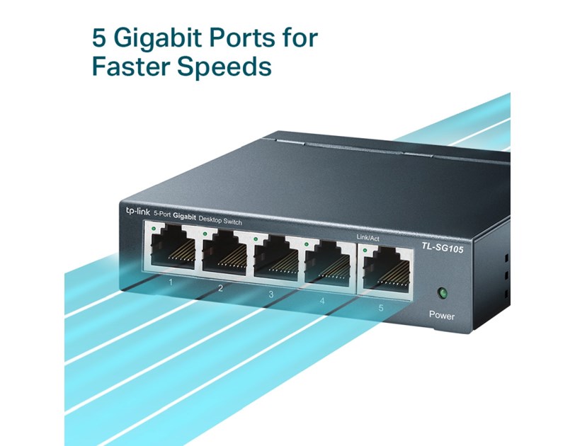 TP-Link 5-port Gigabit Desktop preklopnik (Switch), 5×10/100/1000M RJ45 ports, metalno kućište