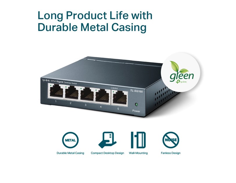 TP-Link 5-port Gigabit Desktop preklopnik (Switch), 5×10/100/1000M RJ45 ports, metalno kućište