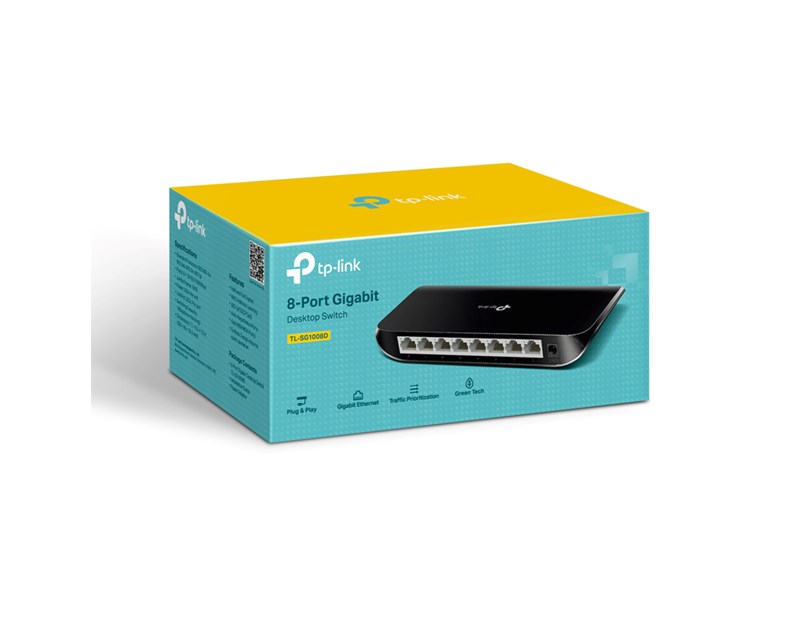 TP-Link 8-port Gigabit Desktop preklopnik (Switch), 8×10/100/1000M RJ45 ports, plastično kućište