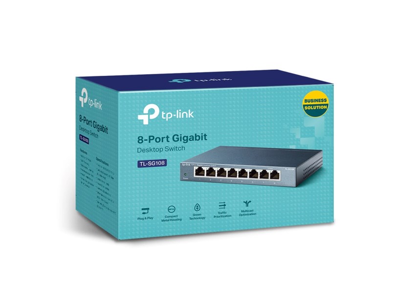 TP-Link 8-port Gigabit Desktop preklopnik (Switch), 8×10/100/1000M RJ45 ports, metalno kućište