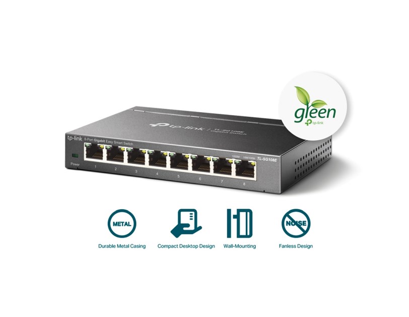 TP-Link 8-port Gigabit Easy Smart preklopnik (Switch), 8×10/100/1000M RJ45 ports, metalno kućište