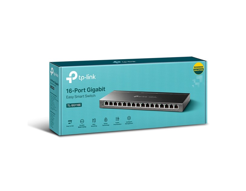 TP-Link 16-port Gigabit Easy Smart preklopnik (Switch), 16×10/100/1000M RJ45 ports, metalno kućište