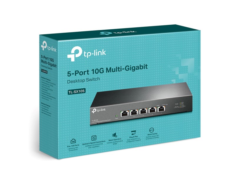 TP-Link 5-Port Multi-gigabit 10G preklopnik (Switch), 5×10G, desktop kućište