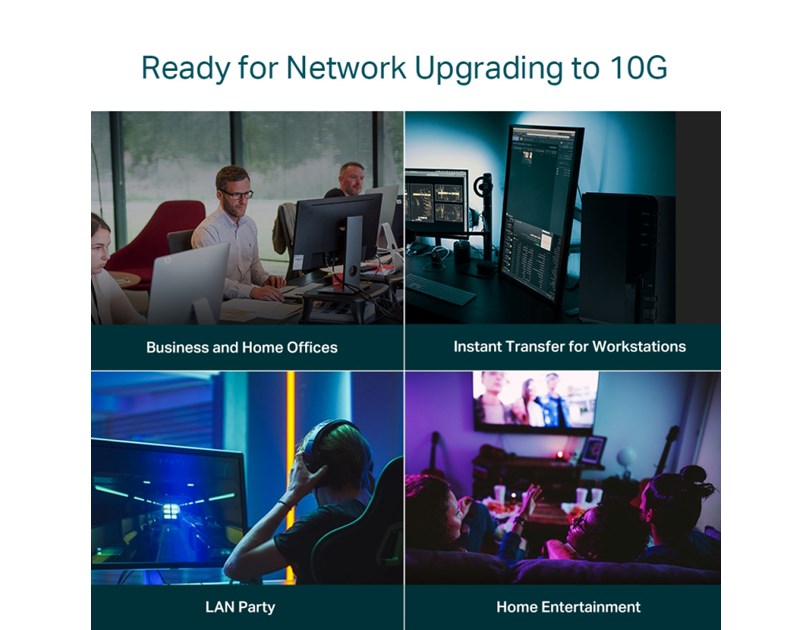TP-Link 8-Port Multi-gigabit 10G preklopnik (Switch), 8×10G, desktop/rackmount 13" kućište