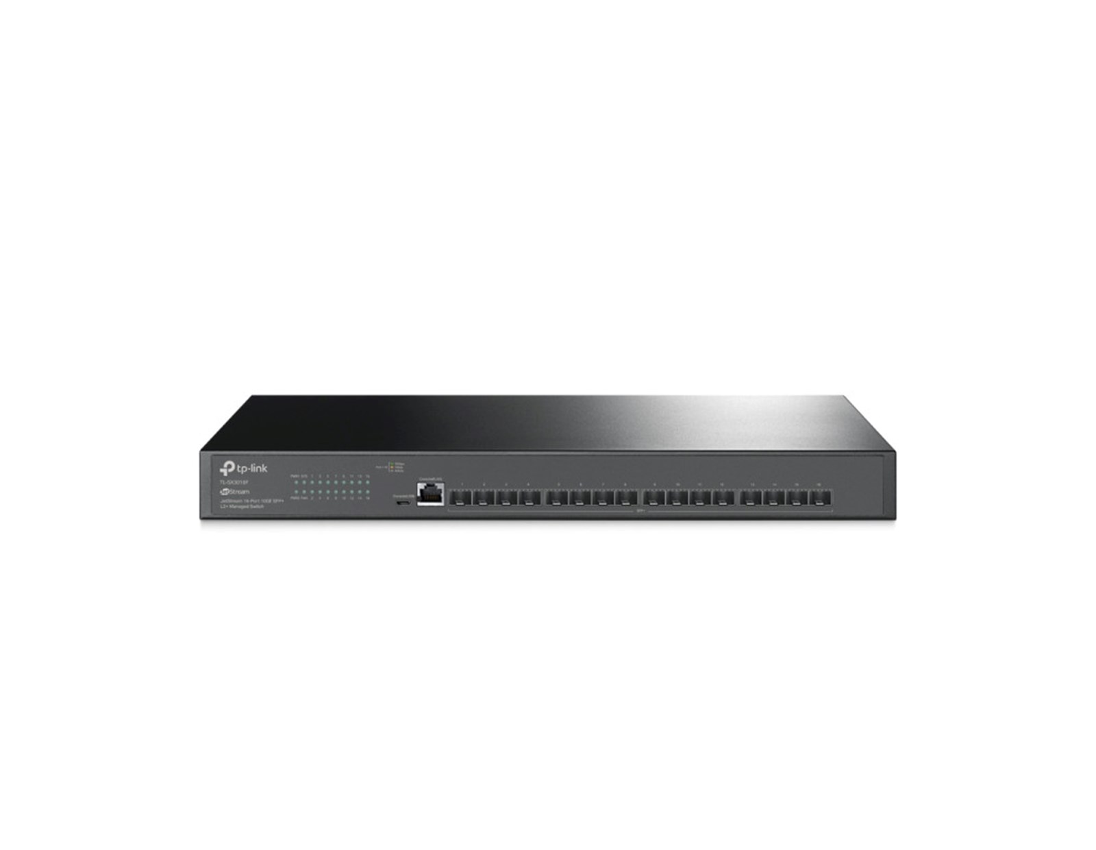 TP-Link 16-Port Omada JetStream Managed preklopnik (Switch) 10GE SFP+ L2+, 16×10G SFP+, RJ45/Micro-USB Console Port, 1U 19" Rack-mount