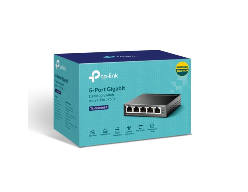 TP-Link 5-port Gigabit PoE preklopnik (Switch), 5×10/100/1000M RJ45 ports, 4×PoE ports, metalno kućište (56W)