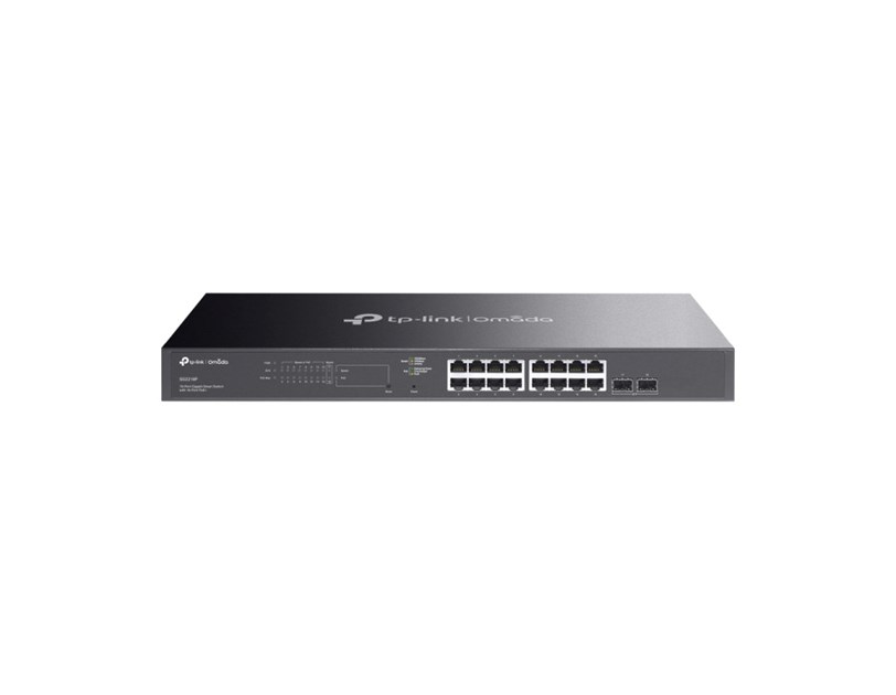 TP-Link Omada JetStream 18-port Gigabit PoE+ upravljiv preklopnik (Switch), 16×G-LAN PoE+, 2×SFP Gigabit, IPv6, 1U 19" rack-mount kućište (150W)
