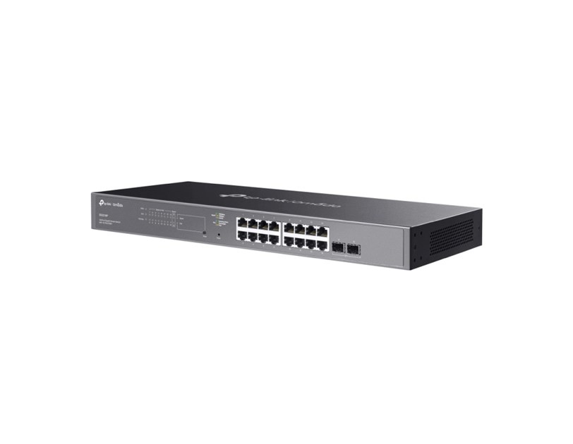 TP-Link Omada JetStream 18-port Gigabit PoE+ upravljiv preklopnik (Switch), 16×G-LAN PoE+, 2×SFP Gigabit, IPv6, 1U 19" rack-mount kućište (150W)