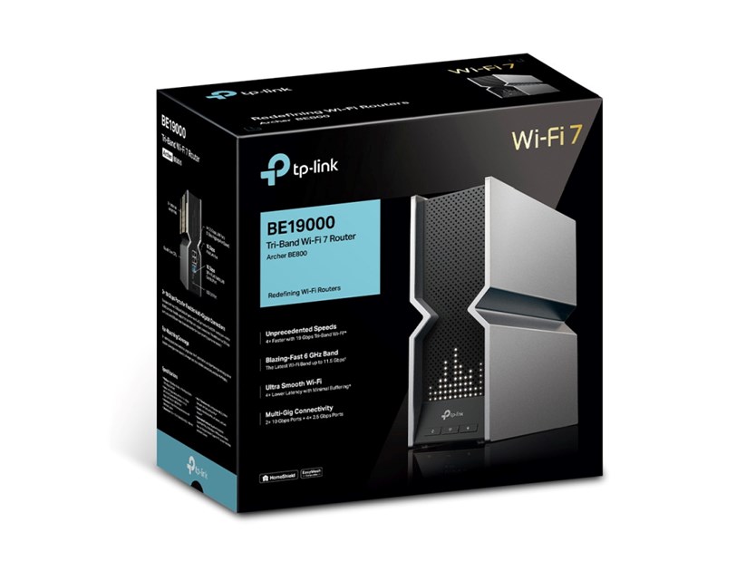 TP-Link BE1900 bežični usmjerivač (Tri-Band Router Wi-Fi 7), 1376Mbps/5760Mbps/11520Mbps (2.4GHz/5GHz/6GHz), 4×4 MU-MIMO, 802.11be, 1×10G WLAN , 4×2.5G LAN, 1×10G SFP+/RJ4, USB3.0, 8×antene