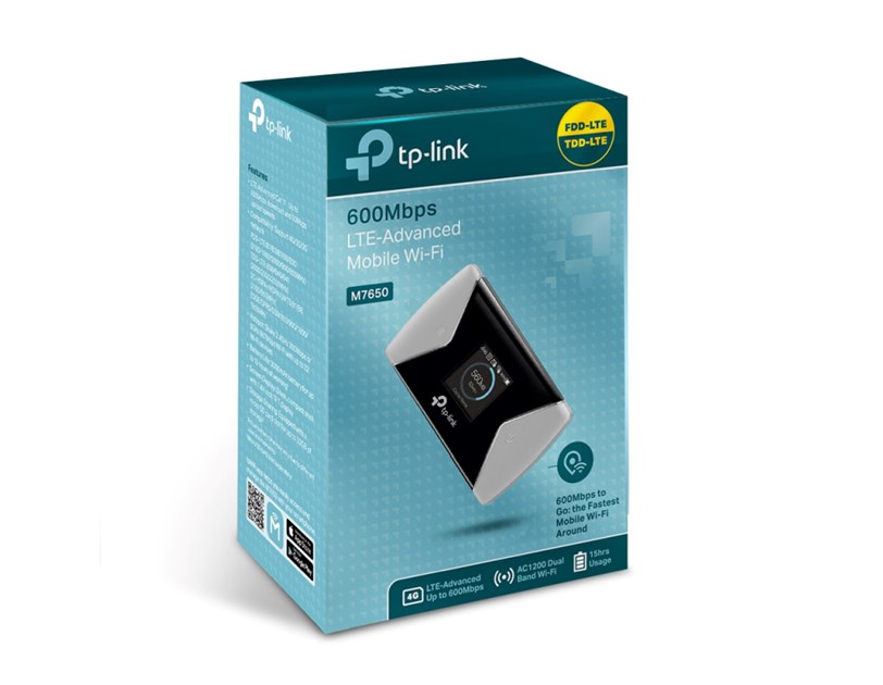 TP-Link 4G Mobile Dual-Band Router 600Mbps Wi-Fi, 4G modem, LTE+HSPA, 300Mbps/867Mbps (2.4GHz/5GHz), SIM/microSD, 1.4" TFT LCD, 3000mAh punjiva baterija
