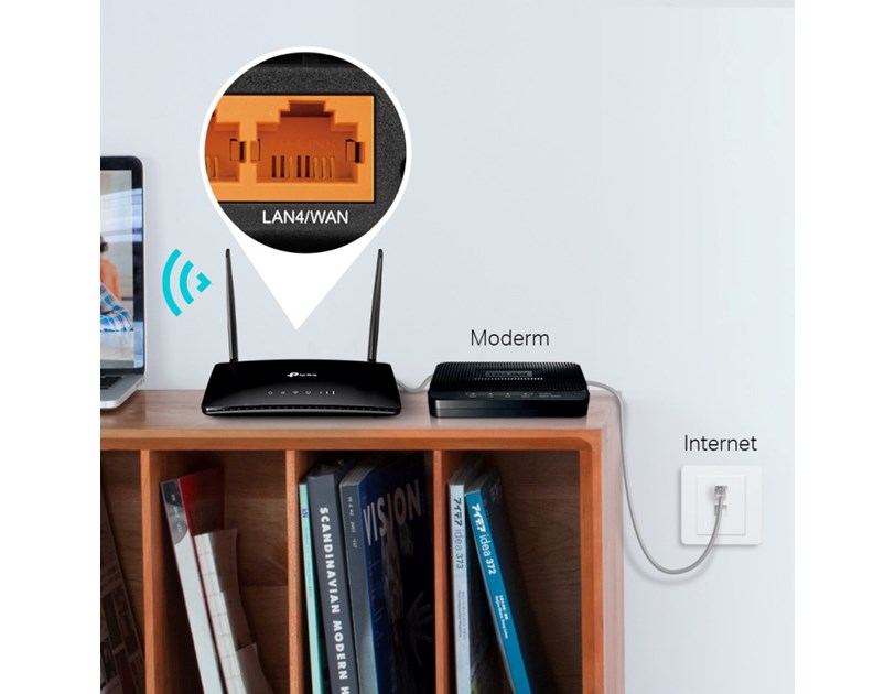 TP-Link bežični N 4G LTE usmjerivač (Router) 300Mbps (2.4GHz), 802.11b/g/n, interni 4G modem, 3×LAN/1×WAN, utor za SIM karticu, 2× LTE odvojive antene