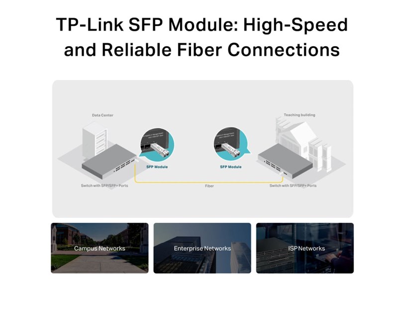 TP-Link Gigabit SFP modul, Single-mod, MiniGBIC, LC sučelje, do 10km udaljenost