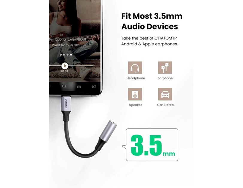 UGREEN adapter USB-C na 3.5mm, 10cm