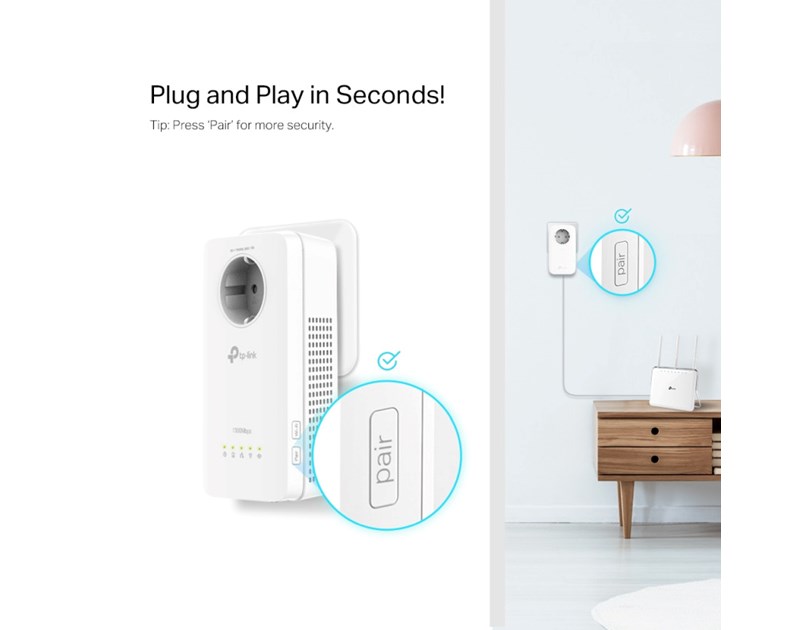 TP-Link AV1300 Powerline bežični mrežni adapter, 300Mbps/867Mbps (2.4GHz/5GHz), 3×GLAN, dodatna strujna utičnica, (TL-PA8010P & TL-WPA8631P)