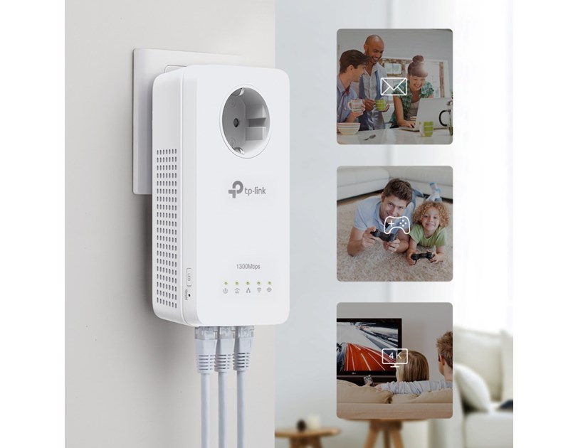 TP-Link AV1300 Powerline bežični mrežni adapter, 300Mbps/867Mbps (2.4GHz/5GHz), 3×GLAN, dodatna strujna utičnica, (TL-PA8010P & TL-WPA8631P)