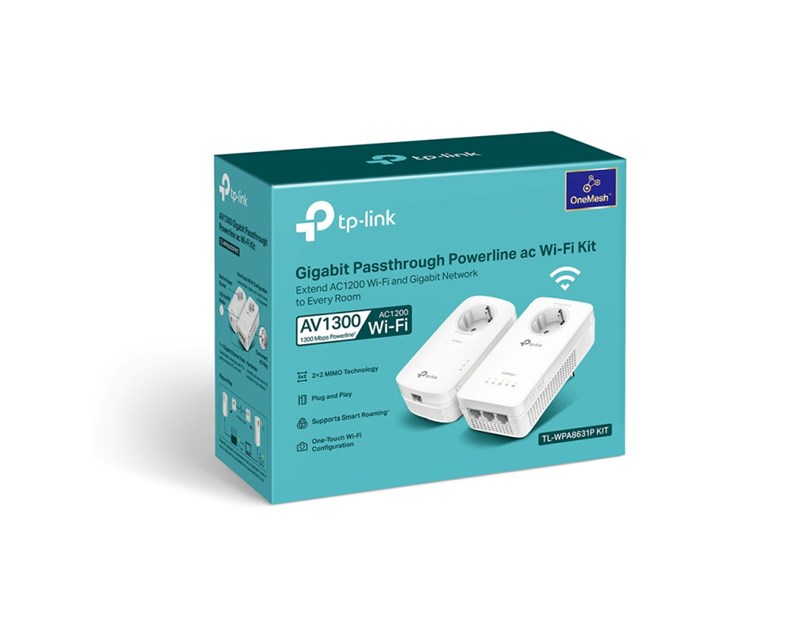 TP-Link AV1300 Powerline bežični mrežni adapter, 300Mbps/867Mbps (2.4GHz/5GHz), 3×GLAN, dodatna strujna utičnica, (TL-PA8010P & TL-WPA8631P)