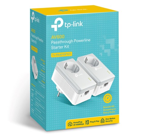 TP-Link AV600 Powerline mrežni adapter, 600Mbps, 1× mrežni ulaz, dodatna strujna utičnica, HomePlug AV (duplo pakiranje)