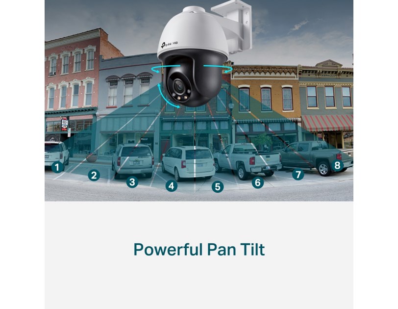 TP-Link VIGI C540 Full color kamera 2K 4MP, Pan/Tilt, H.265+, 4mm leća, RJ45, PoE/12V DC, Night Vision, microSD, detekcija pokreta, vodootporna IP66, VIGI app