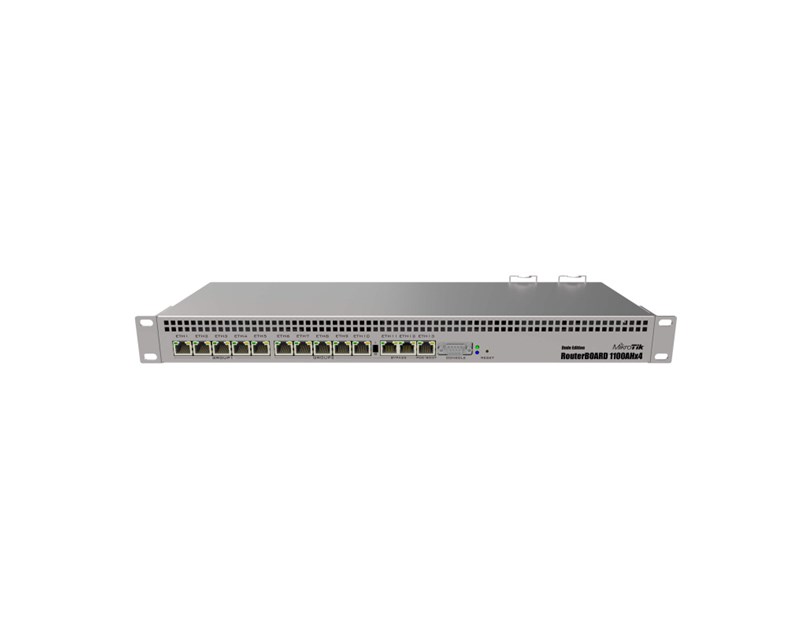 Mikrotik RouterBOARD RB1100AHx4 Dude edition, Annapurna Alpine AL21400 Cortex A15 CPU (4-cores, 1.4GHz/core), 1GB RAM, 13xGbit LAN, 60GB M.2, RouterOS L6, 1U rackmount kućište, Dual PSU
