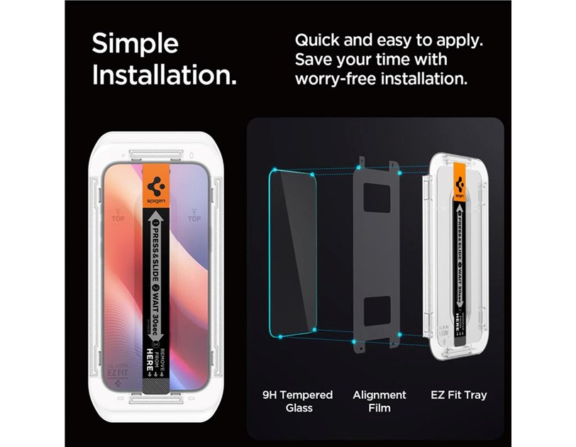 Spigen Glass tR EZ Fit (Privacy) 2 Pack, transparency - iPhone 16 Pro Max (AGL07908)