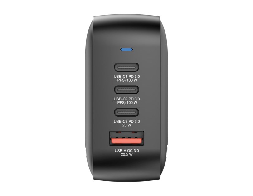 Verbatim Mini GaN zidni punjač 100W, 3×USB-C/1×USB-A, PD/QC 3.0