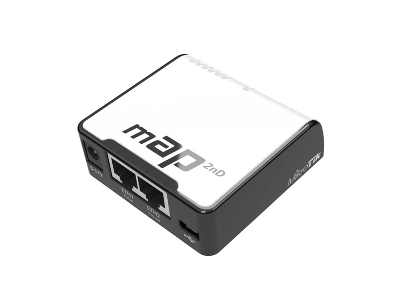 Mikrotik RBmAP2nd, mAP, 650MHz CPU, 64MB RAM, 2×LAN, 2.4Ghz 802.11bgn Dual Chain wireless, integrirana antena, microUSB, RouterOS L4, plastićno kućište, PSU , POE-out