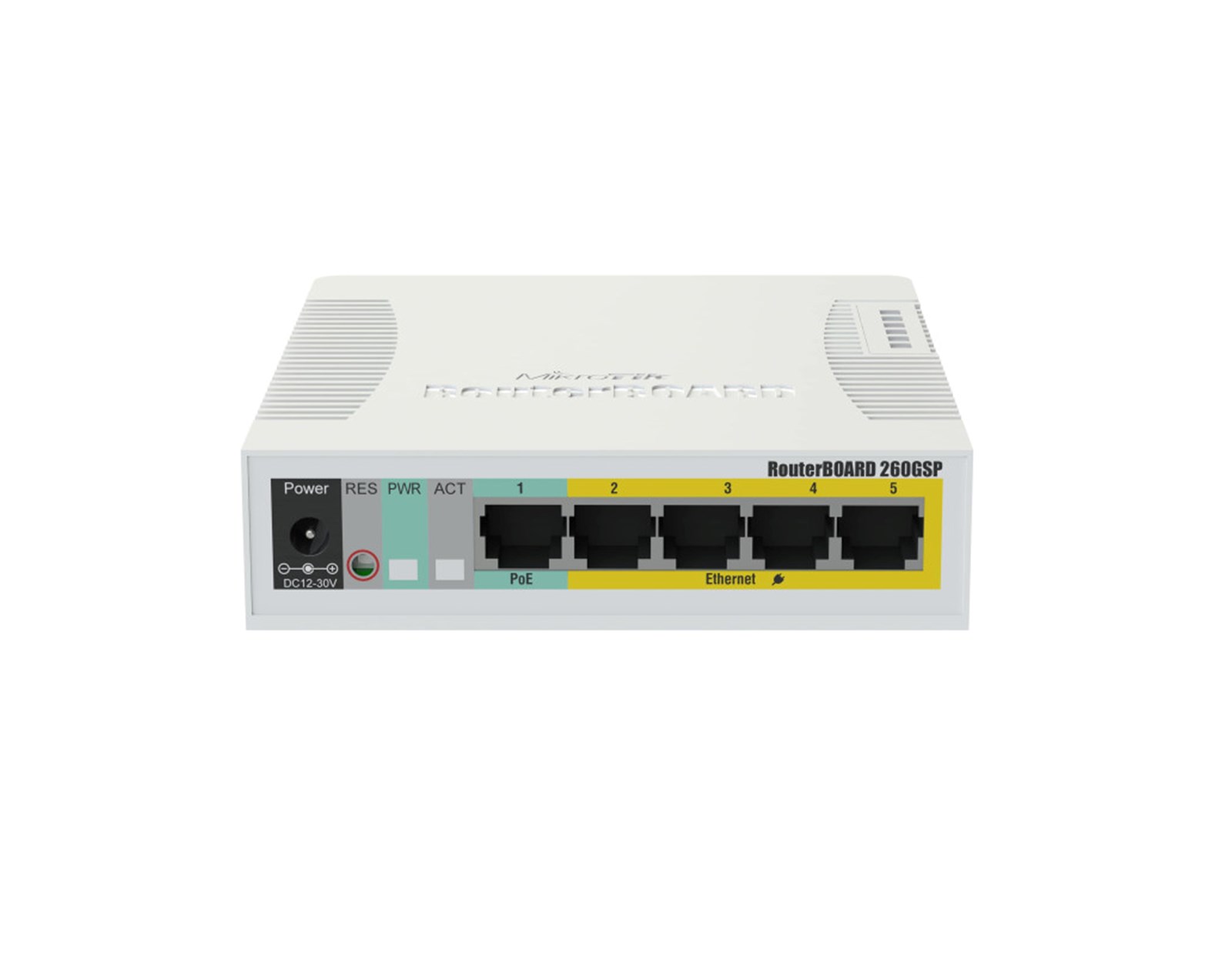 Mikrotik Cloud Smart Switch CSS106-1G-4P-1S (RB260GSP) 5-port Gigabit PoE-out smart preklopnik sa SFP cage, SwOS, plastično kućište, PSU, 53W