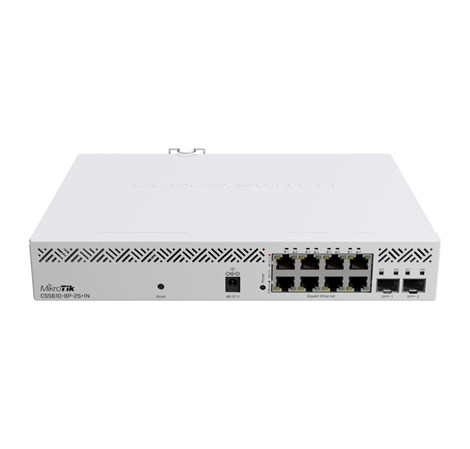 Mikrotik Cloud Smart Switch CSS610-8P-2S+IN, 8×G-LAN PoE-out, 802.3af/at, 2×SFP+ 10G, SwOS, desktop kučište, PSU