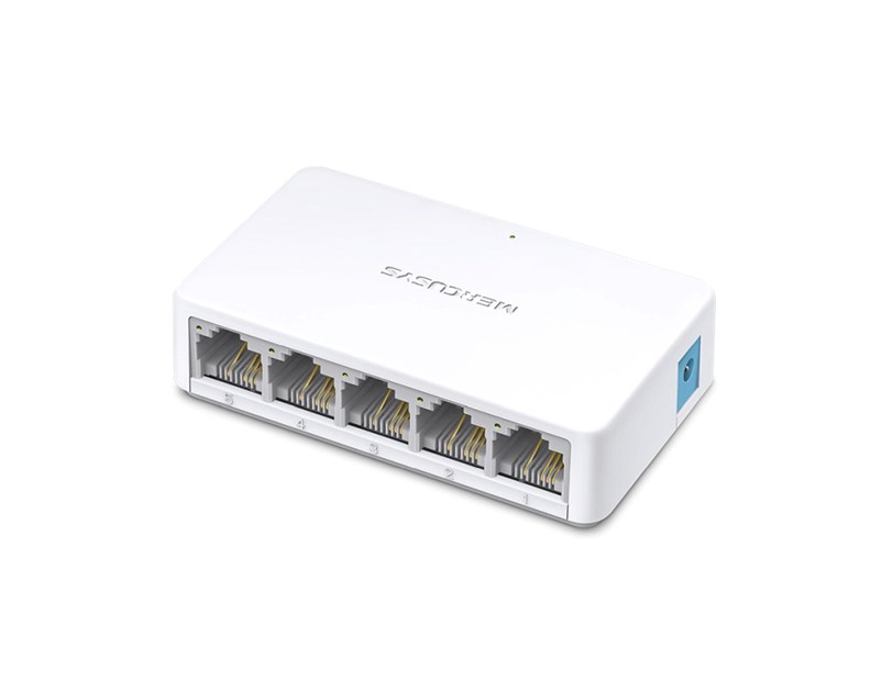 Mercusys 5-port mini Desktop preklopnik (Switch), 5×10/100M RJ45 ports, plastično kućište